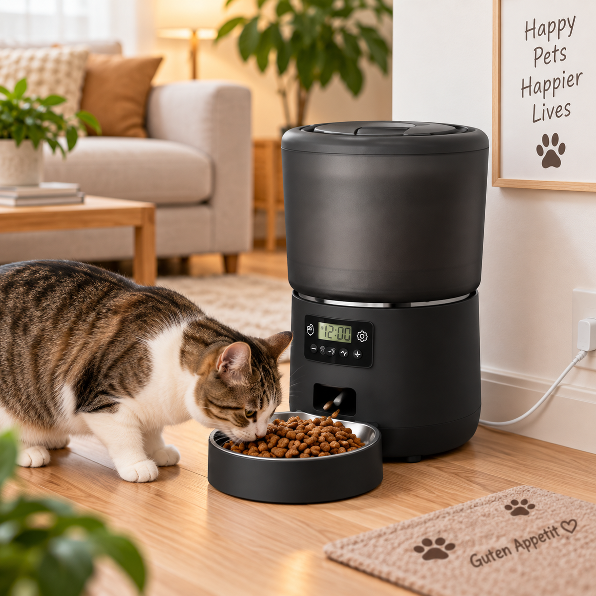 Futterautomat für Katzen, 4 Liter – Trockenfutter zu festen Zeiten