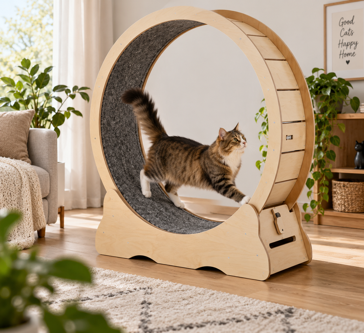 Großes Katzenlaufrad aus Holz