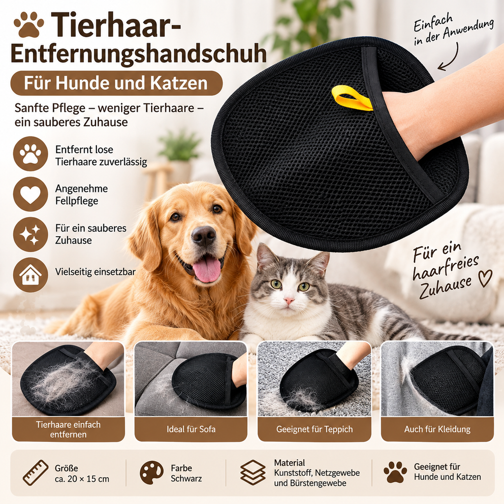 Tierhaar-Handschuh für Hunde & Katzen – schonende Fellpflege