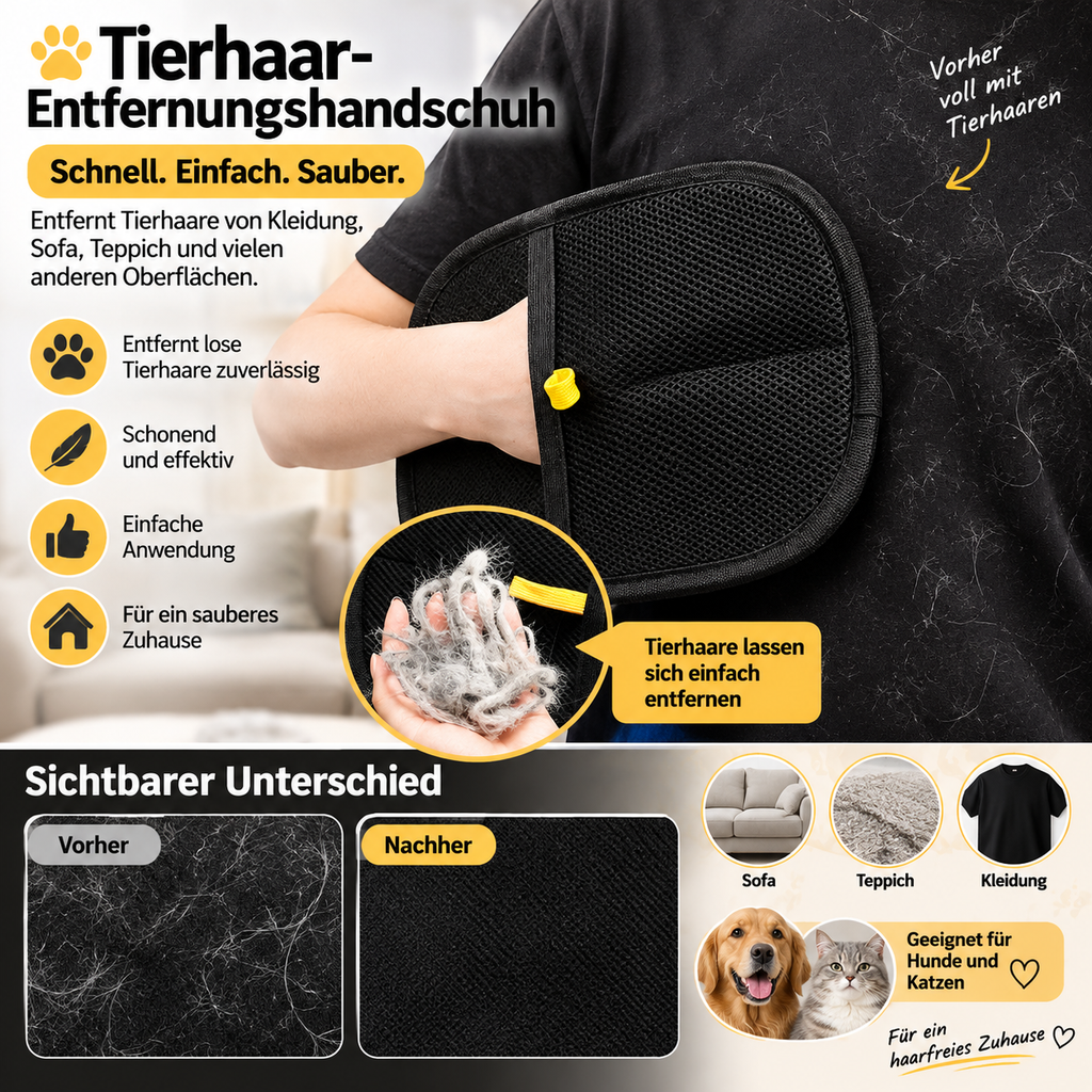 Tierhaar-Handschuh für Hunde & Katzen – Fellpflegehandschuh