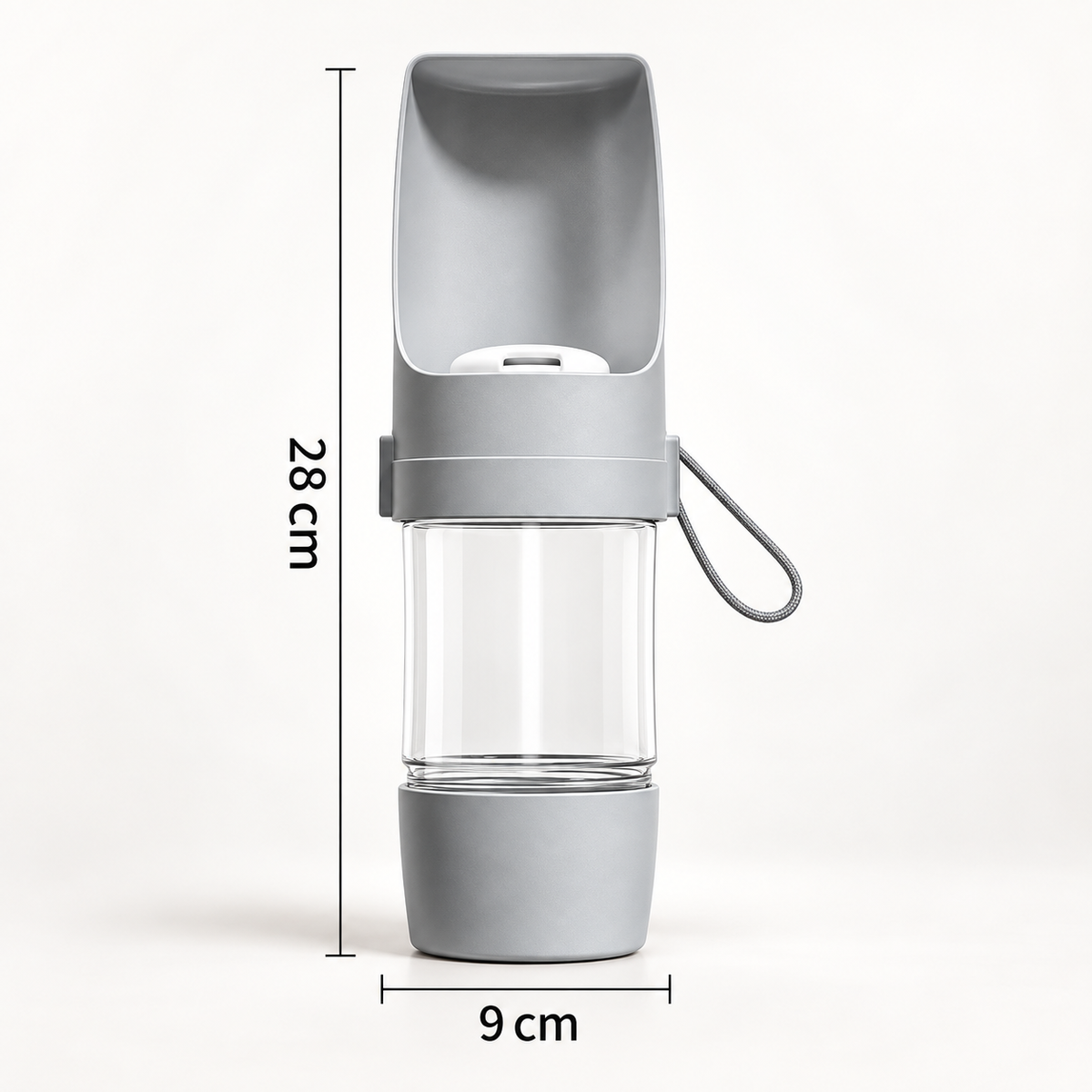 Trinkflasche mit Futterfach für Hunde & Katzen – 450 ml Wasser und 150 ml Futter