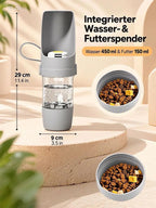 Trinkflasche mit Futterfach für Hunde & Katzen