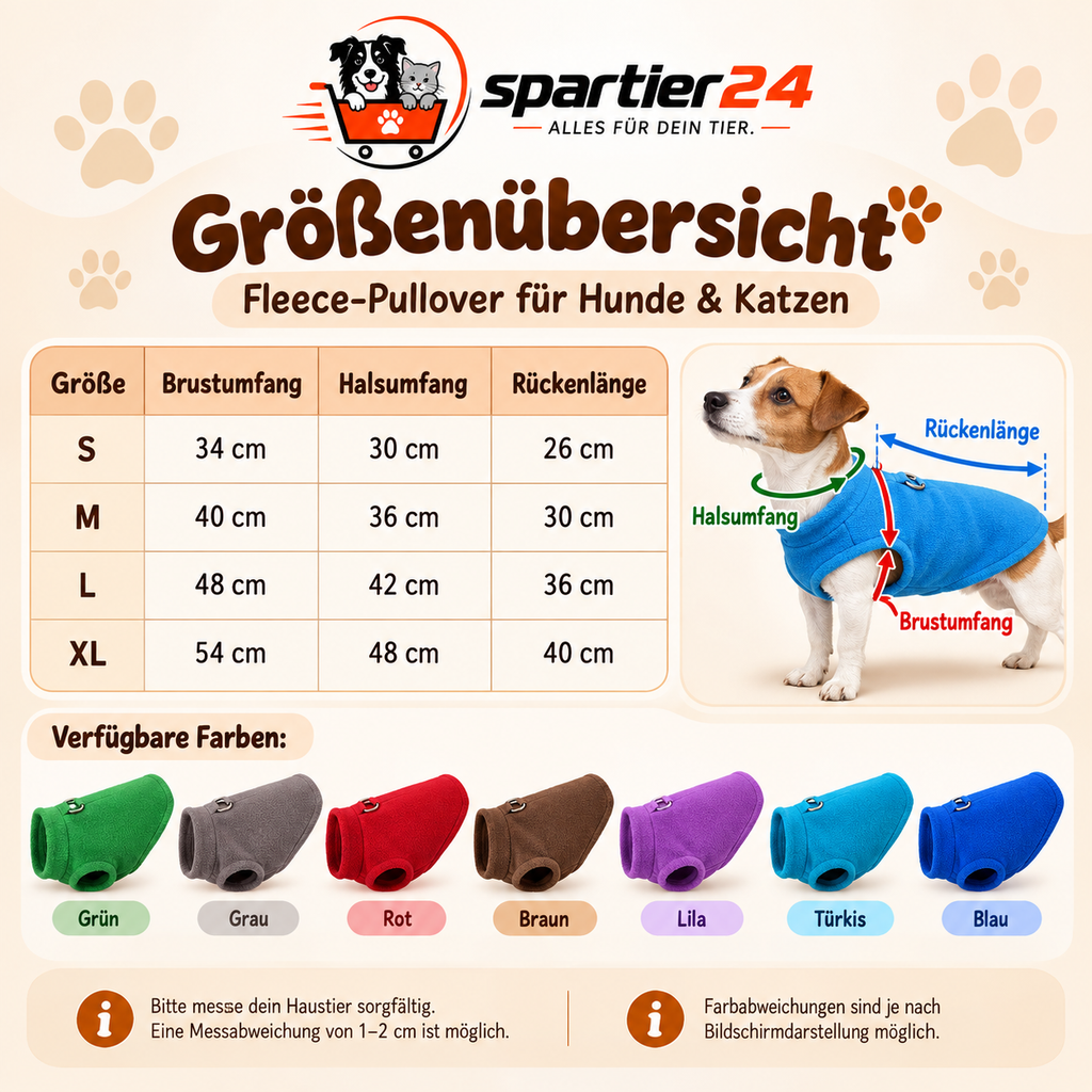 Fleece-Weste mit D-Ring für kleine Hunde & Katzen – weich und warm