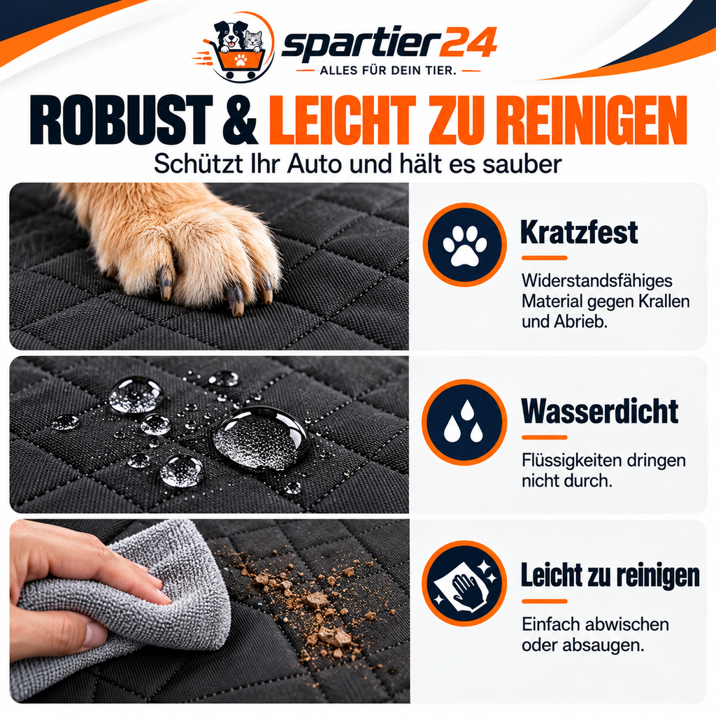 Wasserdichter Autositzbezug für Hunde, Rückbank – rutschfeste Hundedecke fürs Auto