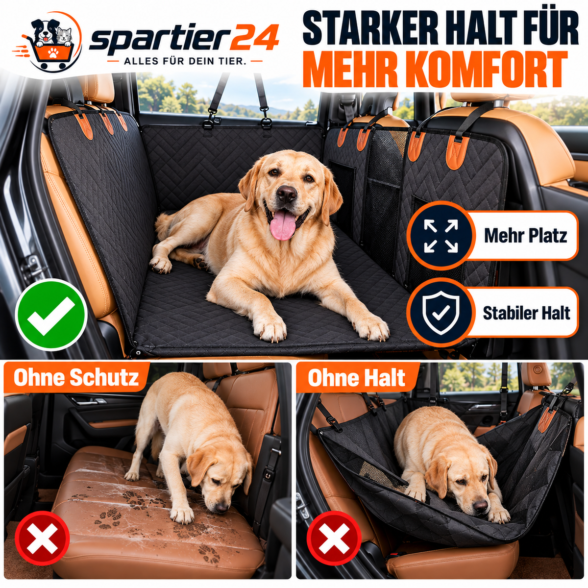 Wasserdichter Autositzbezug für Hunde, Rückbank – für Hund und Katze
