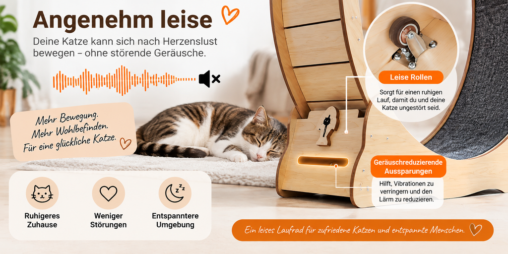 Großes Katzenlaufrad aus Holz – Bewegung für Wohnungskatzen