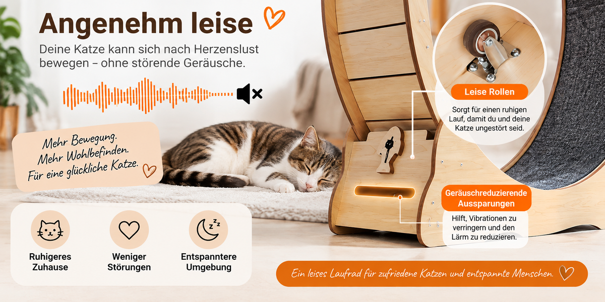 Großes Katzenlaufrad aus Holz – Bewegung für Wohnungskatzen