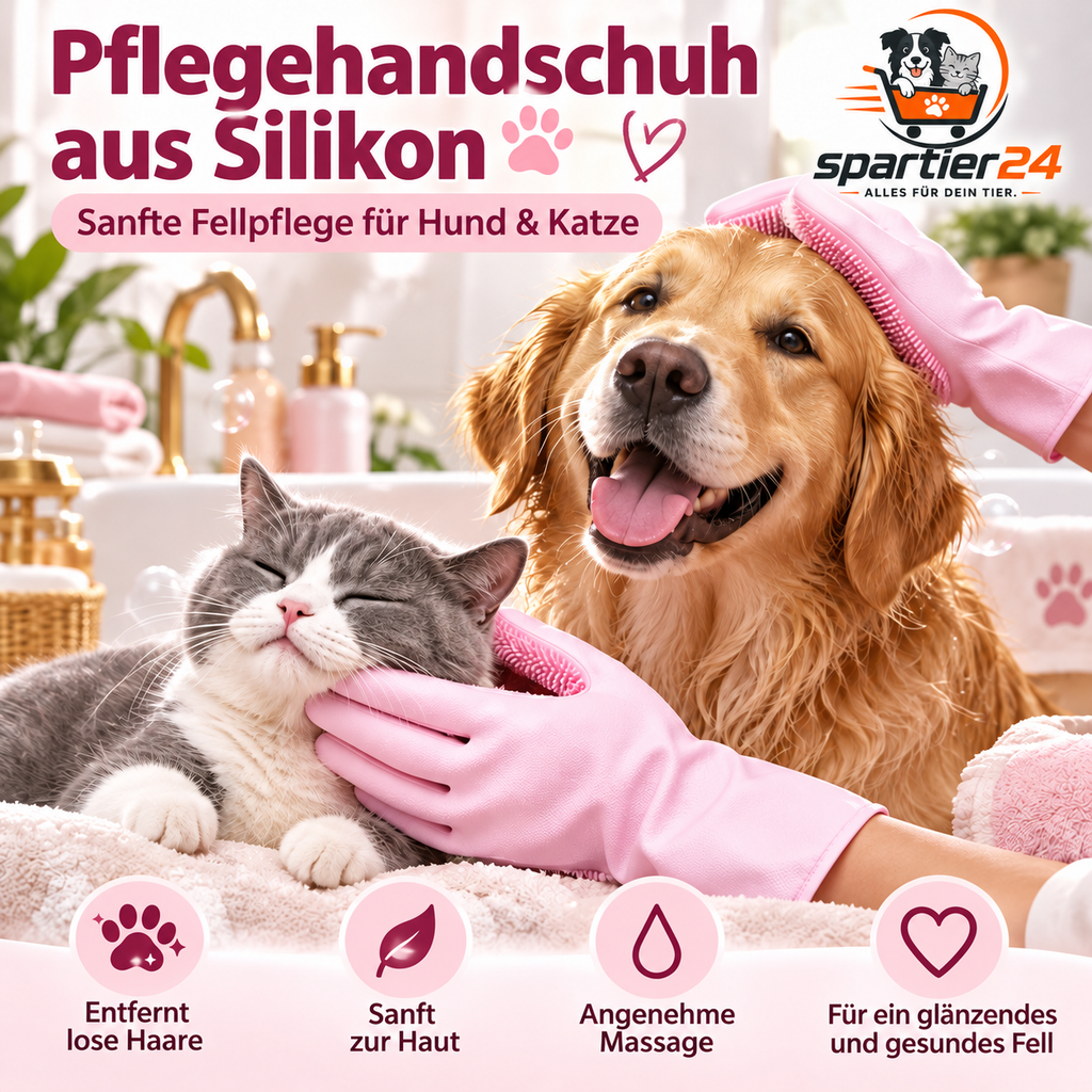Silikon-Badehandschuh für Hunde & Katzen – Fellpflege beim Baden