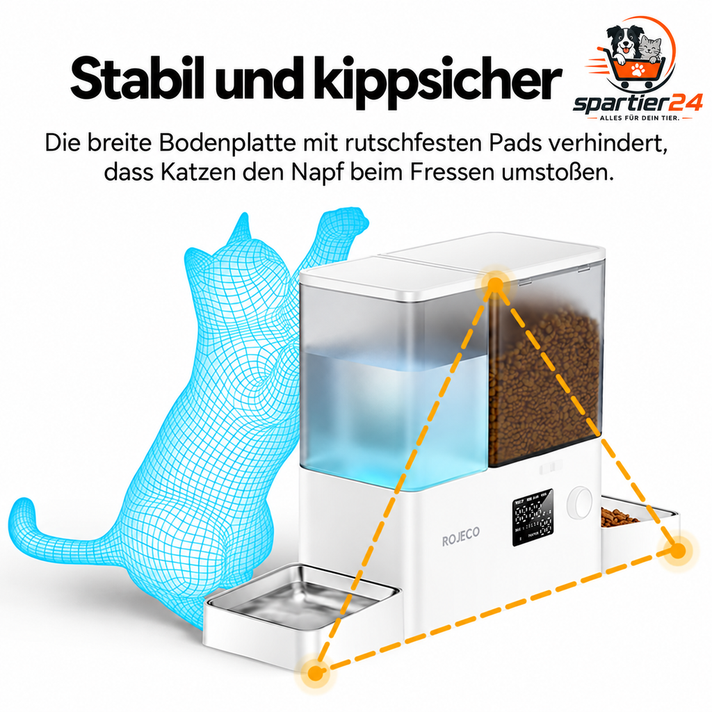 Futterautomat mit Trinkbrunnen 2-in-1 – 5 L Futter und 3,5 L Wasser