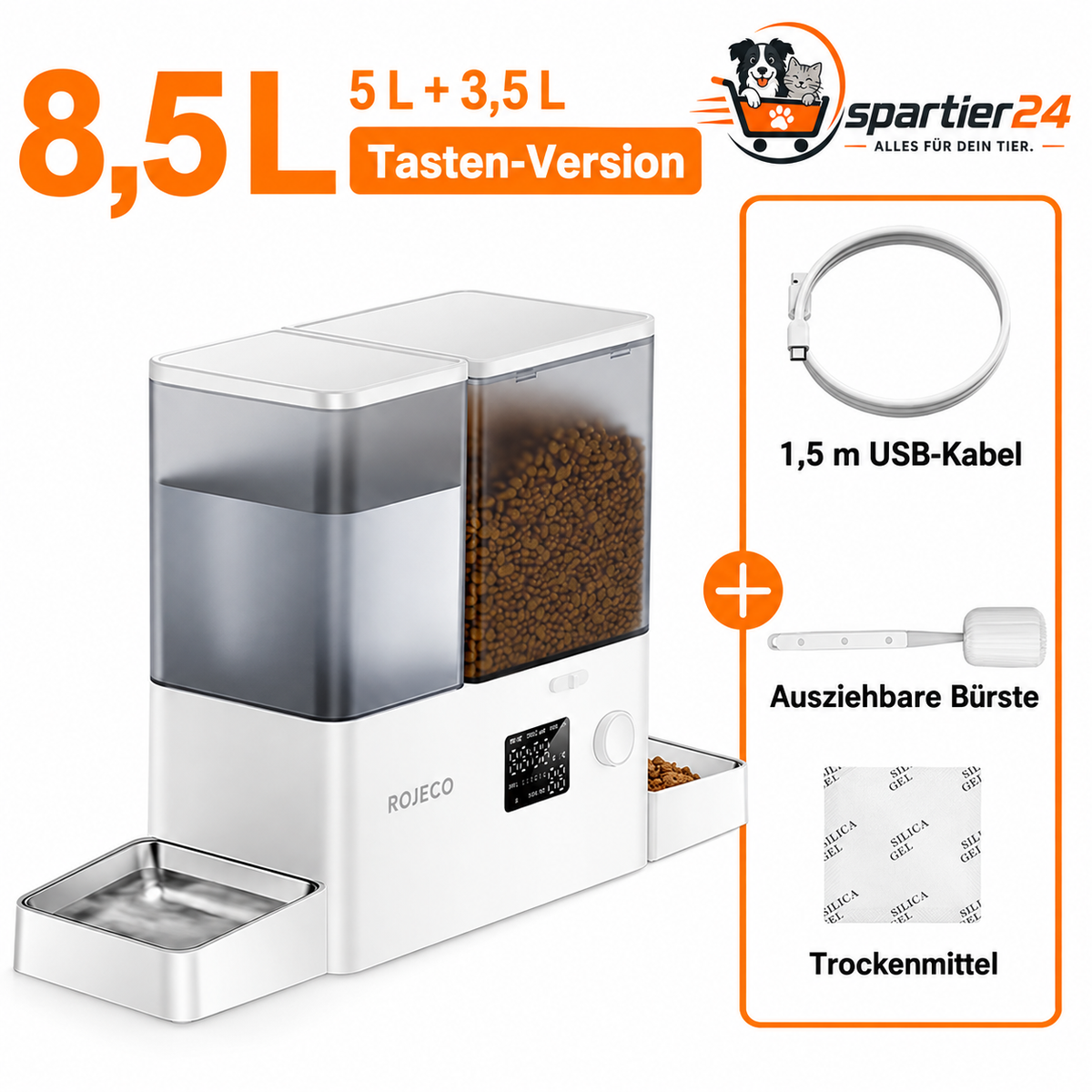 Futterautomat mit Trinkbrunnen 2-in-1 – für Hunde und Katzen