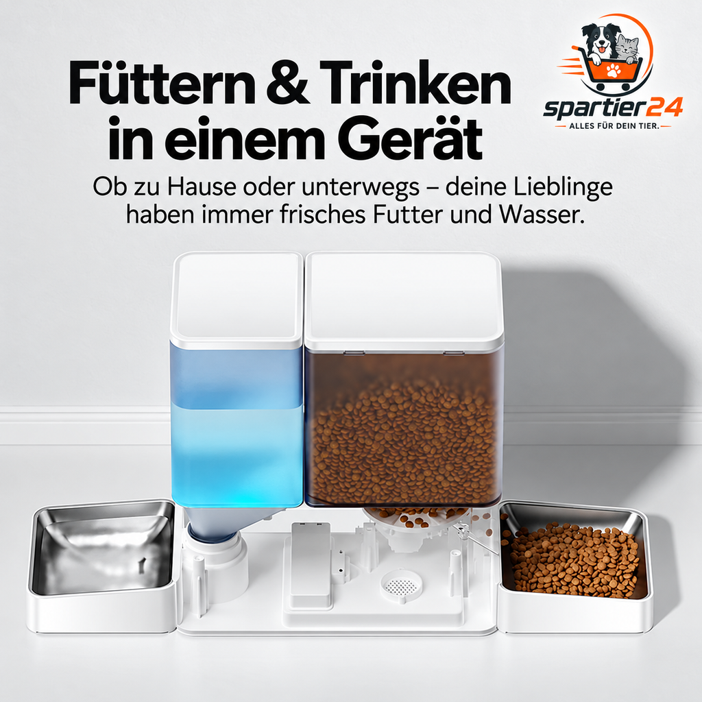 Futterautomat mit Trinkbrunnen 2-in-1 – für Hunde und Katzen