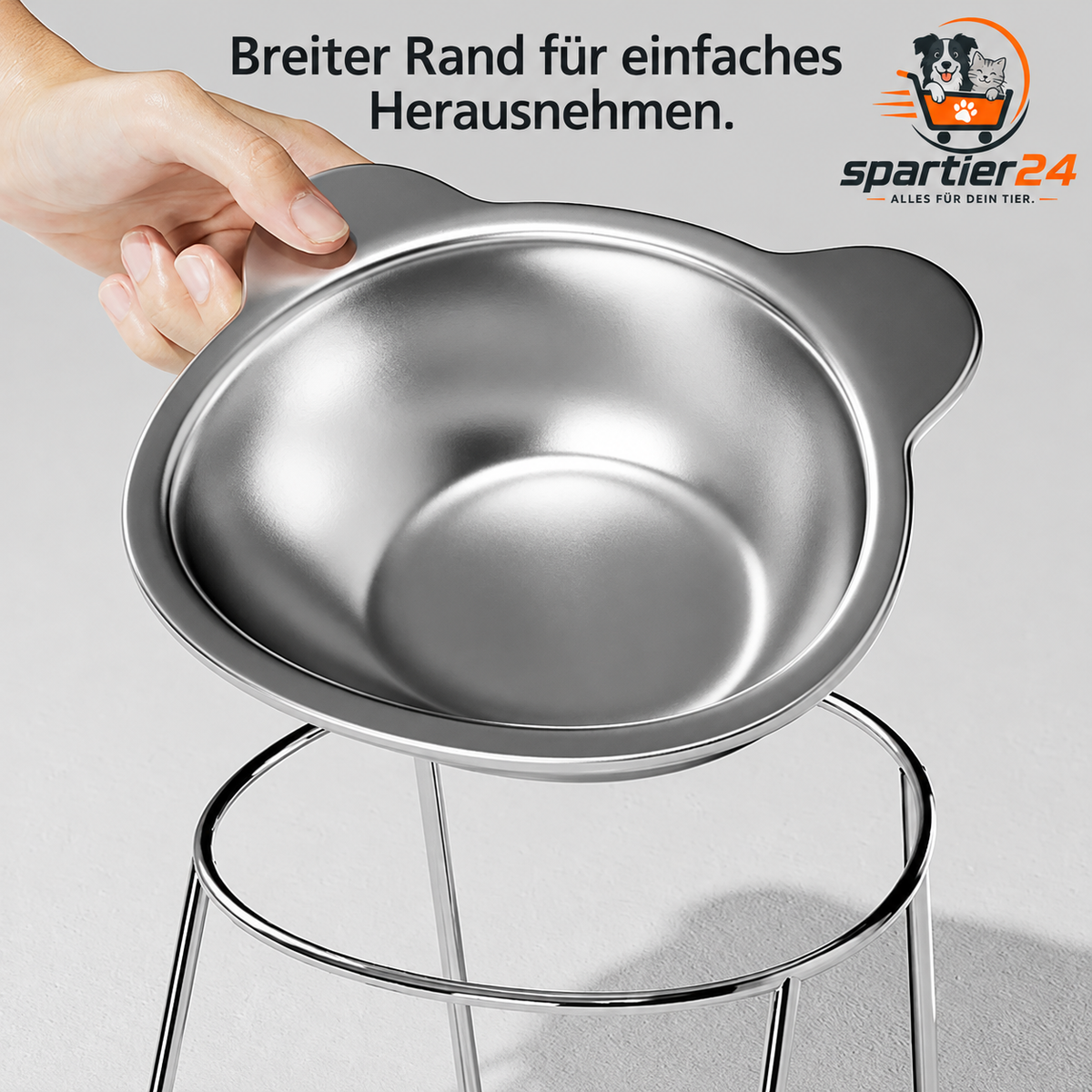 Erhöhter Edelstahl-Napf für Katzen, 15° geneigt – Katzennapf aus Edelstahl