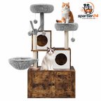 Katzenschrank mit Kratzbaum und versteckter Katzentoilette – 2-in-1 Katzenmöbel