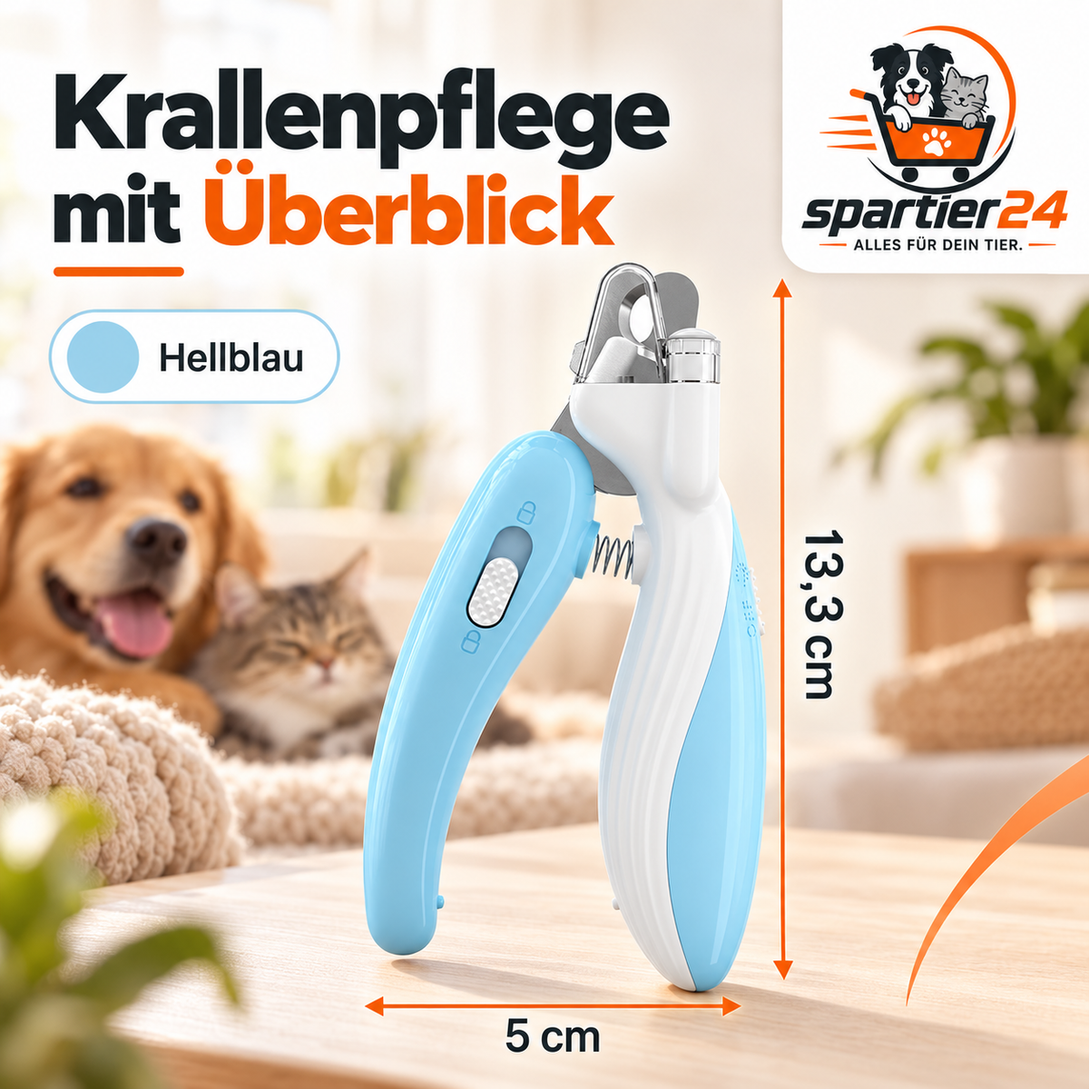 Krallenschere für Katzen mit LED-Licht – Krallenknipser mit Sicherheitssperre