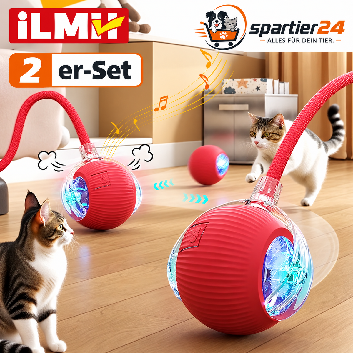 Interaktives Katzenspielzeug mit selbstrollendem Ball