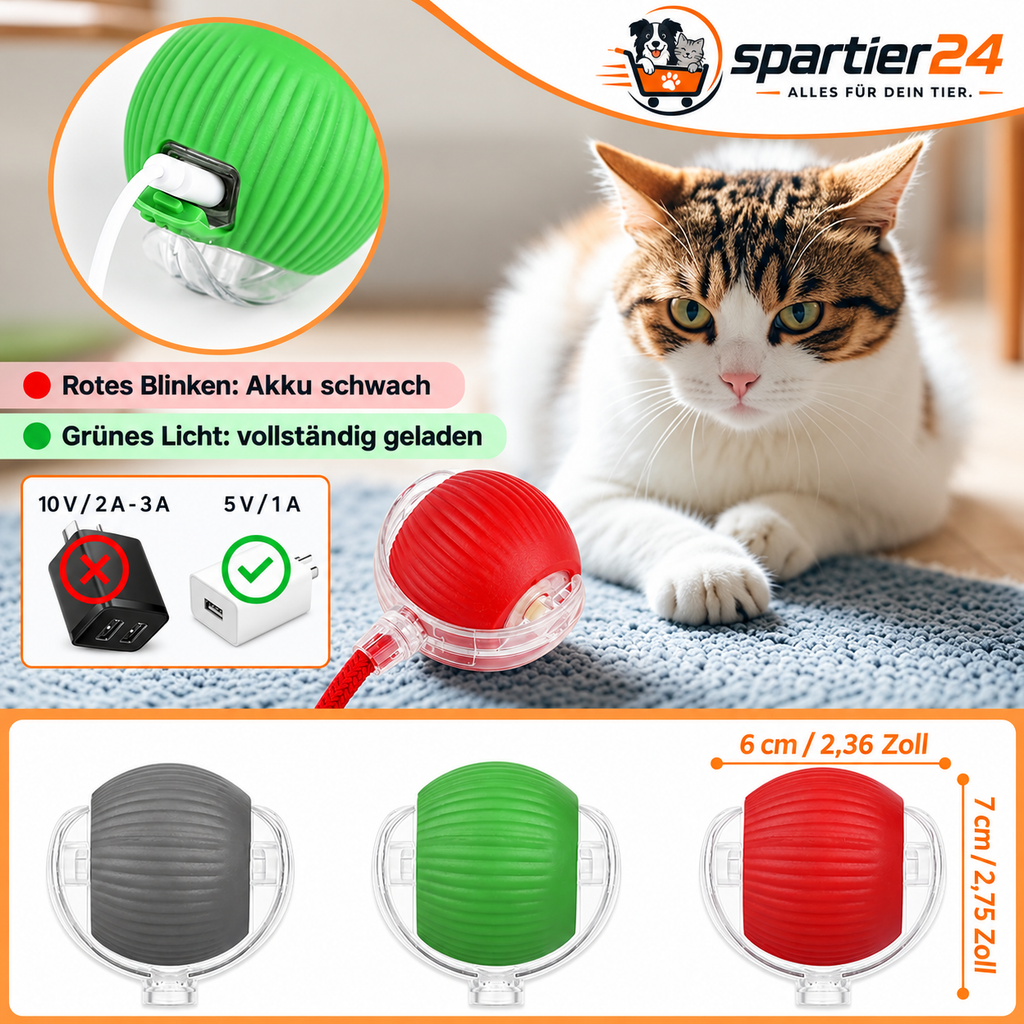 Interaktives Katzenspielzeug – Spielvogel und Ball mit Schweif