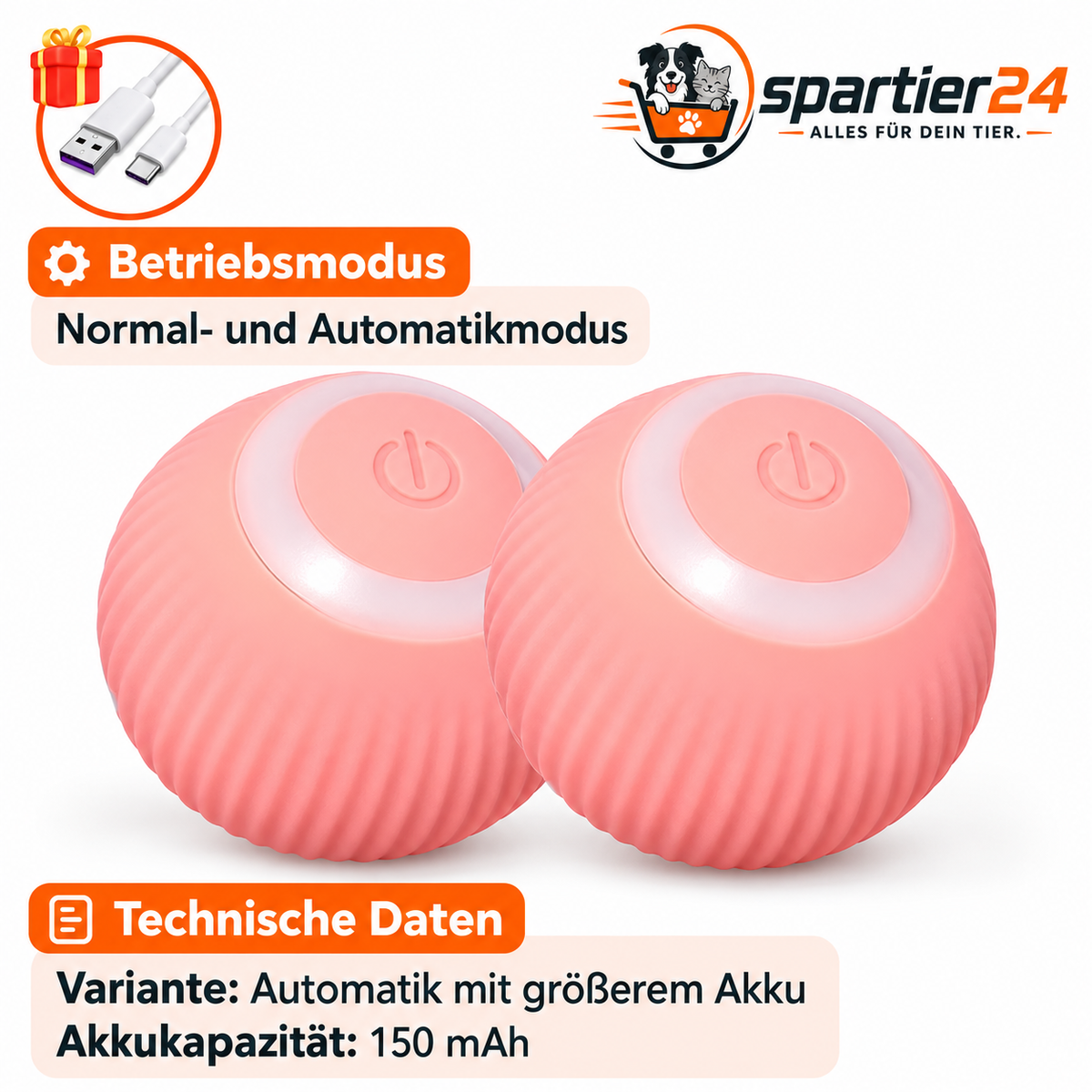 Interaktives Katzenspielzeug – Spielvogel und Ball mit Schweif