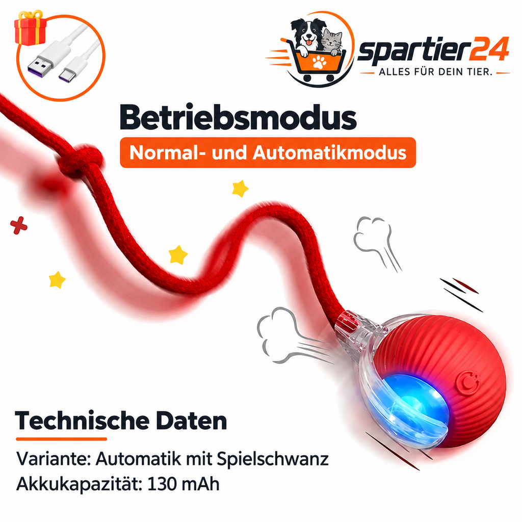Interaktives Katzenspielzeug – Spielvogel und Ball mit Schweif