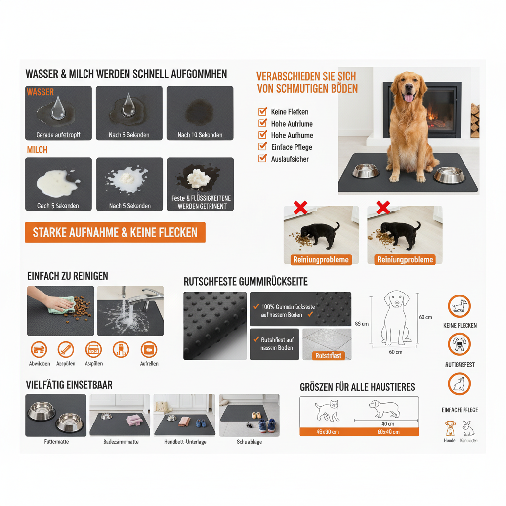 Futtermatte für Hunde & Katzen – saugfähig und wasserdicht